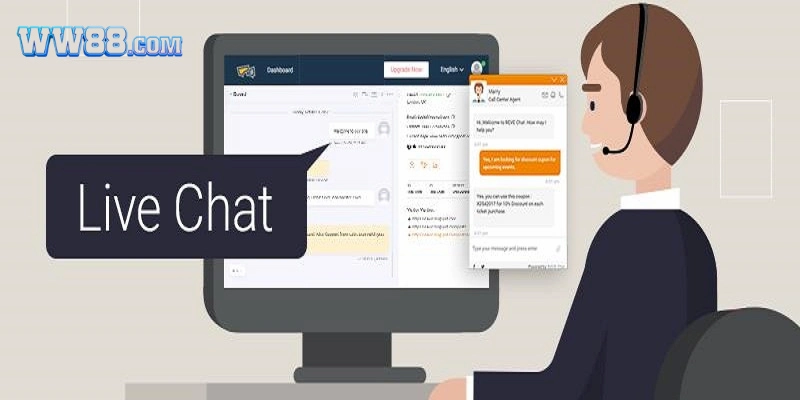 Sử dụng tính năng Live Chat để liên hệ nhân viên sân cược